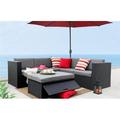 Sol 72 Outdoor™ Cotswald 4 Piece Rattan Sectional Seating Group w/ Cushions Synthetic Wicker/All - Weather Wicker/Wicker/Rattan in Black | Wayfair