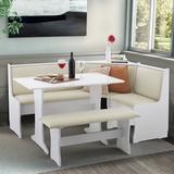 Lark Manor™ Kasdan 5 - Person Breakfast Nook Dining Set w/ Storage Wood/Upholstered in White | Wayfair 6E6A22D8AF24458882900644FAD8509D