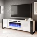 Orren Ellis Rickeisha TV Stand for TVs up to 85" w/ Electric Fireplace Included Wood in Black | 23.4 H in | Wayfair