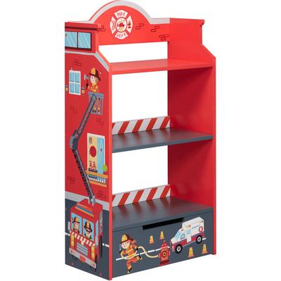 Fantasy Fields Lil Fire Fighters Children Kids Wooden Bookcase Storage TD-12506A - Red/Multi-color