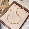 Bracelet de perles conviviale rées réglables pour femme bijoux en acier au titane plaqué or rose