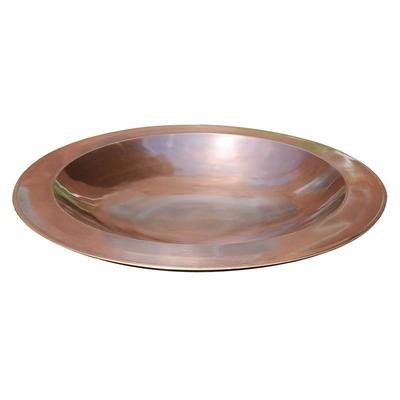 Achla Designs Large Brass Classic Birdbath With Shallow Rimmed Bowl, 24 Inch Diameter, Antique Copper Plated