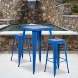 23.75-inch Square Metal Indoor-Outdoor Bar Table Set - 27.75"W x 27.75"D x 40"H