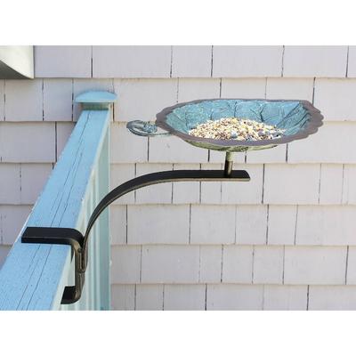 Achla Designs Aspen Leaf Birdbath w/Rail Mount Bracket, 12 Inch Tall, Antique Brass Plated