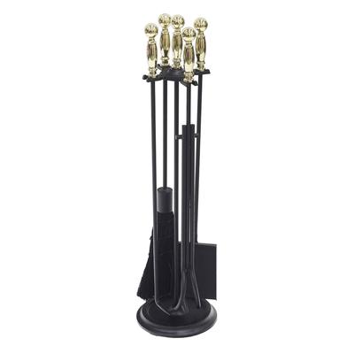 Minuteman International Chelmsford Fireplace Set of 4 Tools, 30.25 Inch Tall, Polished Brass and Black