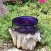 Achla Designs Reflective Crackle Glass Birdbath Bowl With Short Stand II, 14 Inch Diameter, Cobalt Blue