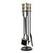 Minuteman International Sutton Set of 4 Fireplace Tools, 30 Inch Tall, Black and Antique Brass