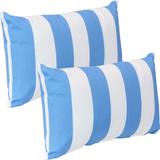 Sunnydaze 2 Outdoor Lumbar Throw Pillow Covers - 20-Inch - Beach-Bound Stripe