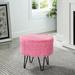 Pink Glitter Fauxfur Round Ottoman Soft Stylish Home Decoration