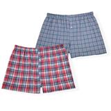 Men's Big & Tall Men's 2-Pack Stretch Woven Boxer by Hanes in Red Blue Plaid (Size XL)