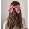 Haarspange mit großer Schleife, für Mädchen und Damen, rosa Satin-Haarschleifen, Clips für Mädchen, Seidenhaarschleife, Haarspangen für Mädchen, niedliches Haar-Accessoire