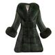 BUKINIE Womens Thicken Warm Winter Coat Luxury Elegant Parka Faux Fur Trimmed Open Front Long Cardigan Jacket Outwear Lady's Wedding Party Coats for Winter(Green,XL)