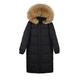 Large Real Raccoon Fur Collar Women Winter 90% Duck Down Jacket Female Loose Thick Long Feather Coat Plus Size - black jacket1,L