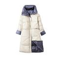 Autumn Winter Duck Down Jacket Women Black Double Side Wear Outerdoor Female Coats Long Warm Down Coat Puffer Jacket Parka - beige and purple,XL,China