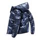 Winter Men Thick Bright Parka Fashion Jacket Solid Color Hooded Coat Waterproof Male Overcoat Plus Size 5XL Casual Streetwear Jacket Coat (Color : Navy Blue, Size : S)