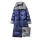 Autumn Winter Duck Down Jacket Women Black Double Side Wear Outerdoor Female Coats Long Warm Down Coat Puffer Jacket Parka - blue and silver,XL,China