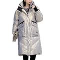 Fashion Medium Length Thick Women Down Jacket Winter White Duck Down Hooded Women Down Jacket - grey,L