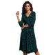 Roman Originals Womens Animal Print Fit and Flare Dress - Ladies Leopard V-Neckline Ruched Waist Formal Occasion Smart Casual Everyday Evening Wear Gathered Tea Dresses - Green - Size 20