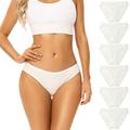 POKARLA Women's Bikini Panties Soft Stretch Cotton Underwear Hipster Ladies Briefs 6-Pack(Regular & Plus Size) - white - XXX-Large