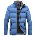 Heypres Winter Casual Zipper Side Slit Pocket Youth Thick Cotton Jacket Blue-XL