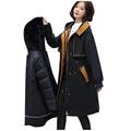 Women's Winter Jacket, Long, Warm Lined with Fur Hood, Ski Jacket, Women's Long with Hood, Winter Parka Coat, Casual, Large Size, Cotton Jacket, Zip Coat, Long Women's Winter Jackets with Pocket, Black (black 2), XXXL