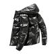Winter Men Thick Bright Parka Fashion Jacket Solid Color Hooded Coat Waterproof Male Overcoat Plus Size 5XL Casual Streetwear Jacket Coat (Color : Black, Size : XXL)