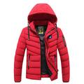 LUONE Men's Puffer Jacket Padded Coats Bubble Puffer Hooded Jacket Warm Winter Mens Casual Fleece Warm Thick Waterproof Parka Coat,Red,4XL