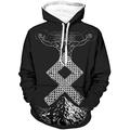 Viking Hoodie For Men Novelty Raven Odin Warrior Unisex 3D Printed Tattoo Harajuku Men's Hoodie With Hood And Pocket (Color : A, Size : XXL)