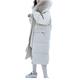 Women Double Sided Down Long Jacket Winter Turtleneck White Duck Down Coat Warm Parkas Snow Outwear - Beige,M