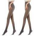 TIFIY 2 Piece Womens Thick Lined Fuzzy Warm Pantyhose High Waist Stretch Opaque Fleece Winter Tights Leggings 320G Black