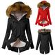 eiuEQIU Women's Winter Coat Warm Women's Winter Jacket Long Coats Plush Jacket for Women Jacket Coat with Faux Fur Hood Women Thick Lined Hoodie Sportswear Outdoor Jacket, red, XXXL