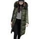 SKYWPOJU Down Jacket Women Long Winter Warm Zip Down Coats Casual Down with Hood Faux Fur Parka Elegant Slim Fit Jacket (Color : Green, Size : XL)