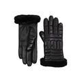 UGG Leather Quilted Logo Gloves with Conductive Tech Palm - black - Medium