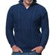 Maxwinee Men's Pullover Stand-Up Collar 1/4 Zip Cable Knit Jumper Plain Zip Neck Jumper Warm, 2-dark blue, M