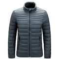 LUONE Men Warm Down Jacket, Men's Standing Collar Cotton-Padded Bomber Jacket Lightweight Cotton-Padded Mens Puffer Jacket Winter Parka Coat,Gray,4XL