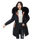 Women's Winter Jacket Short with Fur Hood Women's Long Warm Lined with Hood with Fur Winter Parka Coat Casual Large Size Cotton Jacket Zip Coat Long Jackets with Pocket, black, XXXL