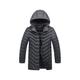 Men’S Lightweight Down Jacket Hooded Packable Puffer Jacket Water Resistant Insulated Winter Coat Outdoor Thin Down Jacket Grey 3XL