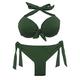 EONAR Womens Swimwear Push Up Bikini Top with Underwire Side Ties Brazilian Bikini Bottom(M,Army Green)