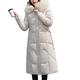 X-long Winter Down Jacket Women Hooded Solid Casual Women's Down Coat With Fur Collar Solid Thick Overcoat Female - Beige,XXL