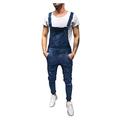 Bib Casual Mens Ripped Denim Denim Overalls Jeans Washed Jumpsuits Rompers Men's Pants (Navy, S)