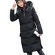 SKYWPOJU Down Jacket Women Long Winter Warm Zip Down Coats Casual Down with Hood Faux Fur Parka Elegant Slim Fit Jacket (Color : Black, Size : XXL)
