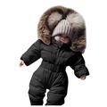 MYLH Down jacket children's ski jacket hooded jacket baby playsuit snowsuit girls quilted jacket infant jumpsuit winter jacket boys transition jacket with hood winter clothing cold protection outdoor jacket, Black (black 1), 9-12 Months