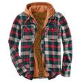 Seringlings Men's Regular Fit Cotton Shirt Men's Casual Shirt Jacket Checked Shirt Casual Shirt Long Sleeve Checked Thermal Shirt Lined Checked Long Sleeve Lumberjack Shirt Thermal Warm Winter Jacket, wine red, XXXXXL