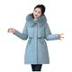 Women's Winter Jacket, Long, Warm Lined with Fur Hood, Ski Jacket, Women's Long with Hood, Winter Parka Coat, Casual, Large Size, Cotton Jacket, Zip Coat, Long Women's Winter Jackets with Pocket, blue, M