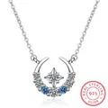 Kendny-Collier chaîne en argent poli pour femme pendentif croissant de lune délicate argent