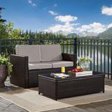 Palm Harbor 2 Piece Outdoor Wicker Seating Set With Grey Cushions