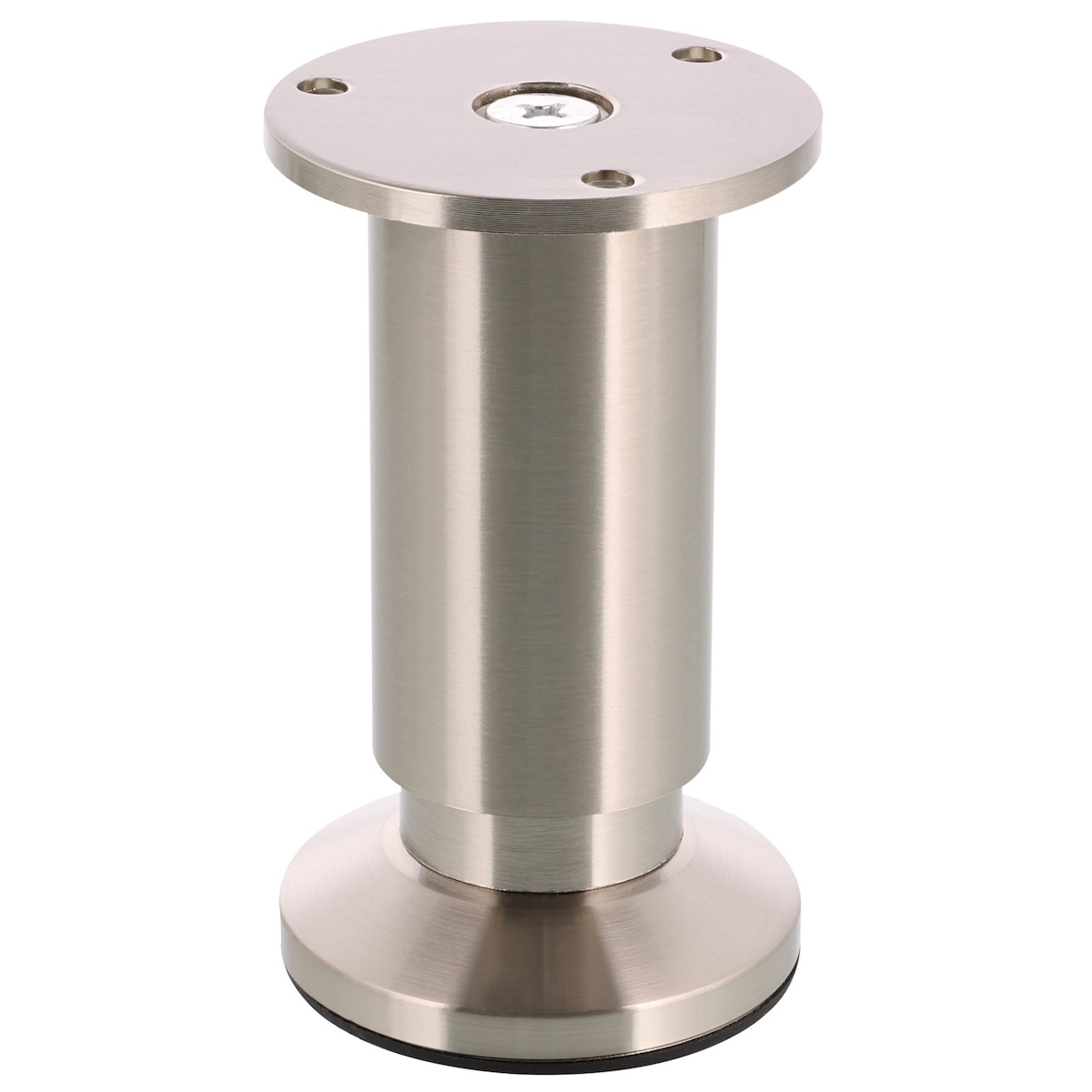 WAGNER Möbelfuß/Verstellfuß DESIGN - Ø 40/60 x 100-115 mm, Edelstahl-Optik, inkl. Anschraubplatte Ø 60 mm - 12037001 Image