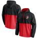 Men's Fanatics Branded Black/Red Portland Trail Blazers Anorak Block Party Windbreaker Half-Zip Hoodie Jacket