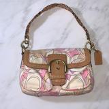 Coach Bags | Coach Signature C Soho Buckle Flap Bag Pink & Beige Jacquard W Leather Trim | Color: Pink/Tan | Size: Os