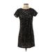 Ann Taylor LOFT Casual Dress - A-Line: Black Color Block Dresses - Women's Size 0